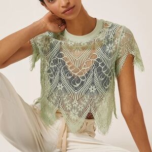 Bishop + Young Sheer Lacy Top - Mint